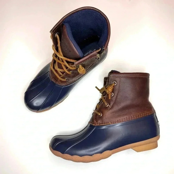 Sperry Women’s Saltwater Duck Boot Navy Blue / Brown Size- 6 - Picture 8 of 11